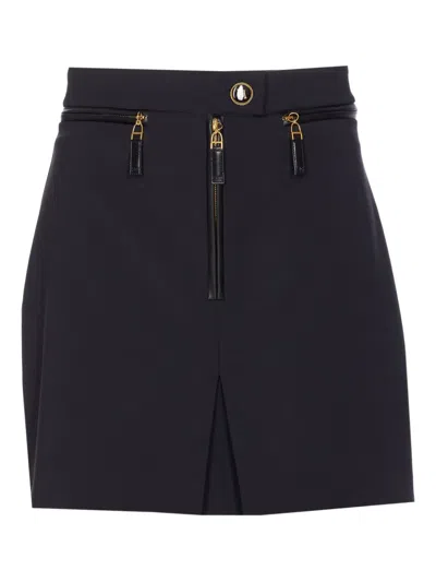 Elisabetta Franchi Logo Zip-detail Straight Skirt In Blue