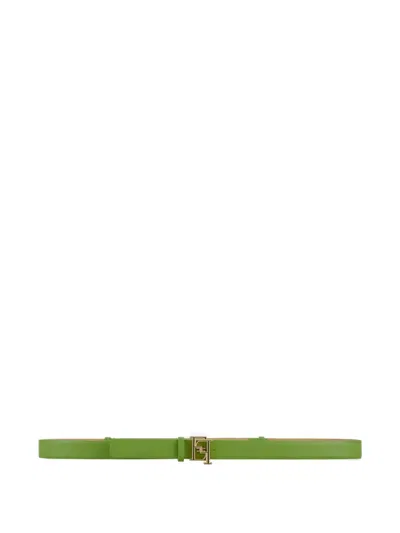 Elisabetta Franchi Logo-buckle Leather Belt In Green