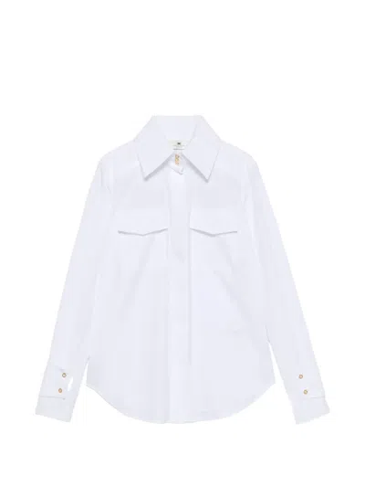 Elisabetta Franchi Logo-button Flap-pocket Shirt In Blue