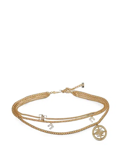 Elisabetta Franchi Logo-charm Layered Chain Belt In Gold