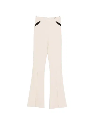 Elisabetta Franchi Logo-detail Flared Trousers In Neutral