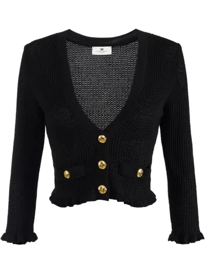 Elisabetta Franchi Cardigan Mit Logo-knopf In Schwarz