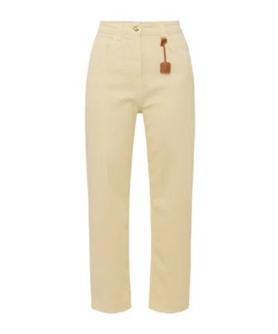 Elisabetta Franchi Logoed Charm Dyed Jeans In Yellow
