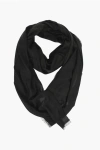 Elisabetta Franchi Logoed Fringed Scarf In Black