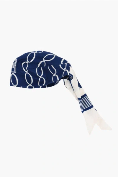 Elisabetta Franchi Logoed Hat With Self-tie Detail In Blue