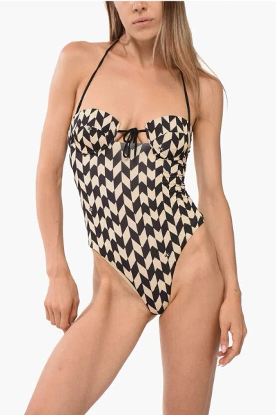 Elisabetta Franchi Logoed One-piece Swimsuit With Cups In Multi