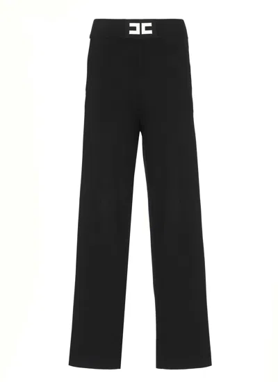 ELISABETTA FRANCHI LOGOED PALAZZO PANTS
