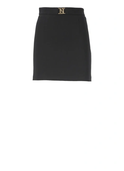 Elisabetta Franchi Logoed Skirt In Black