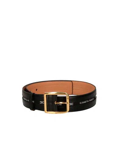 Elisabetta Franchi Logo-embellished Faux Leather Belt In Black