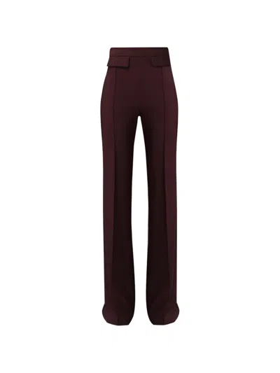 Elisabetta Franchi Logo-embroidered Crepe Trousers In Brown