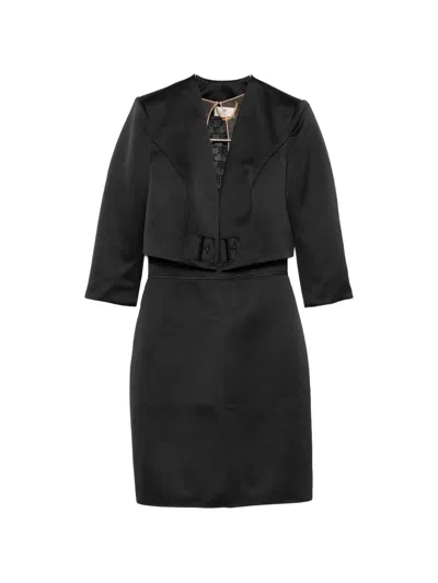 Elisabetta Franchi Logo-embroidered Cropped Jacket Dress In Black