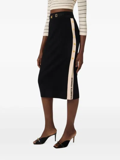 Elisabetta Franchi Logo-jacquard Knit Midi Skirt In Black