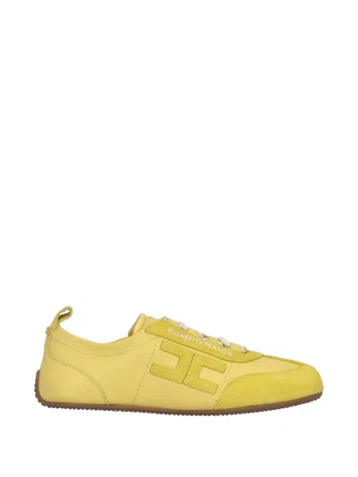 Elisabetta Franchi Label-stitched Lace-up Sneakers In Yellow