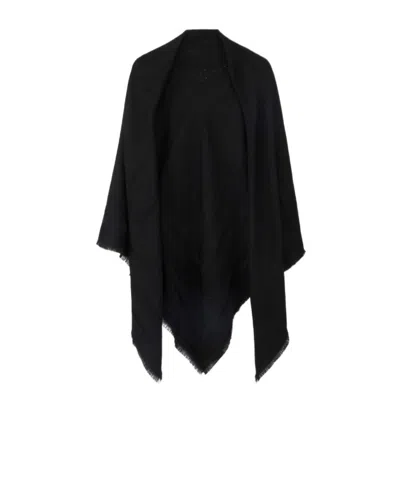 Elisabetta Franchi Logo-pattern Frayed Scarf In Black