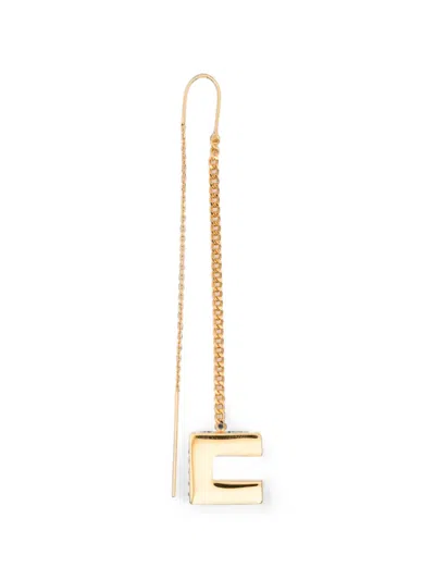 Elisabetta Franchi Logo-pendant Threader Earrings In Gold