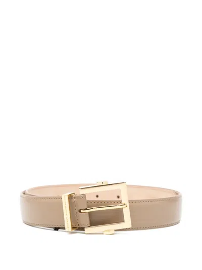 Elisabetta Franchi Logo-plaque Buckle Belt In Brown