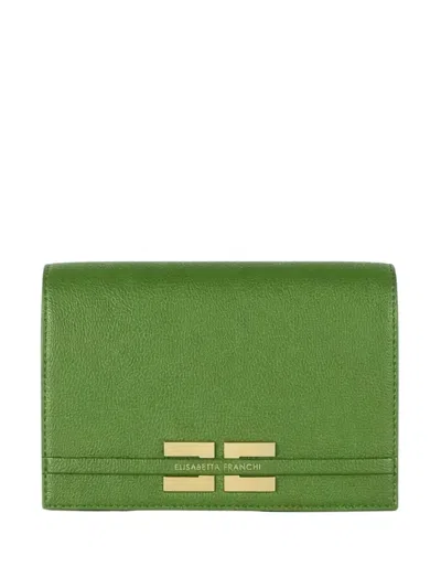 Elisabetta Franchi Logo-plaque Chain-strap Shoulder Bag In Green
