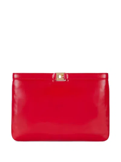 Elisabetta Franchi Logo-plaque Clutch Bag In Red