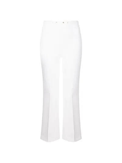 Elisabetta Franchi Logo-plaque Flared Trousers In White