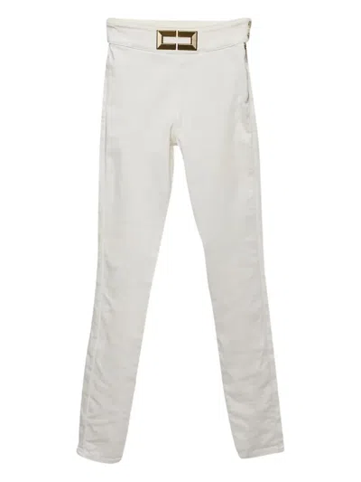 Pre-owned Elisabetta Franchi Logo-plaque Jeans In White