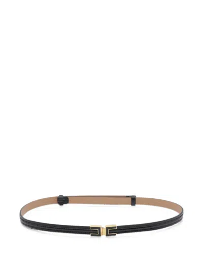 Elisabetta Franchi Logo-plaque Leather Belt In Black