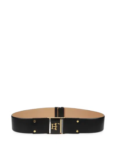 Elisabetta Franchi Logo-plaque Leather Belt In Black