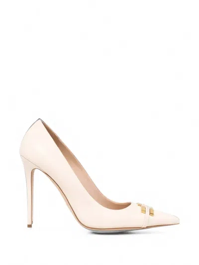 Elisabetta Franchi Logo-plaque Leather Pumps In Neutral