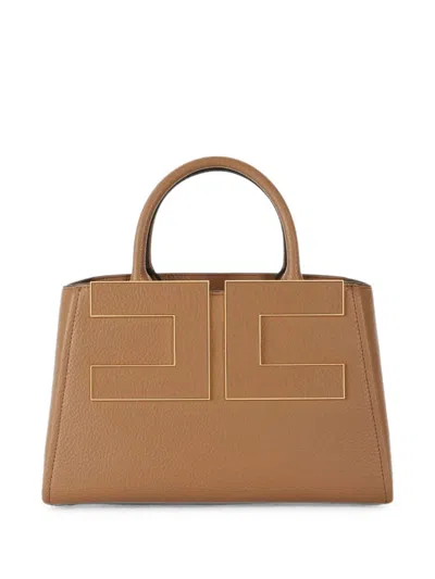 Elisabetta Franchi Logo-plaque Pebbled Tote Bag In Purple