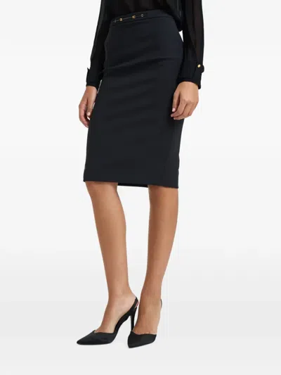 Elisabetta Franchi Logo-plaque Pencil Midi Skirt In Black