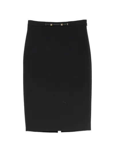 Elisabetta Franchi Logo-plaque Pencil Midi Skirt In Black