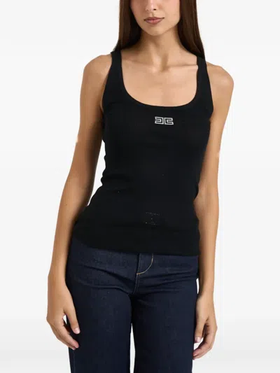 Elisabetta Franchi Logo-plaque Ribbed Tank Top In Schwarz