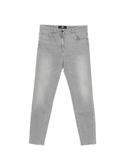 Elisabetta Franchi Logo-plaque Skinny Jeans In Gray