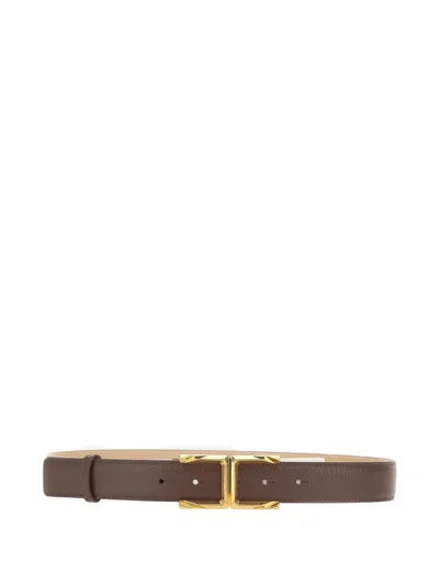 Elisabetta Franchi Logo-plaque Stitched Belt In Purple