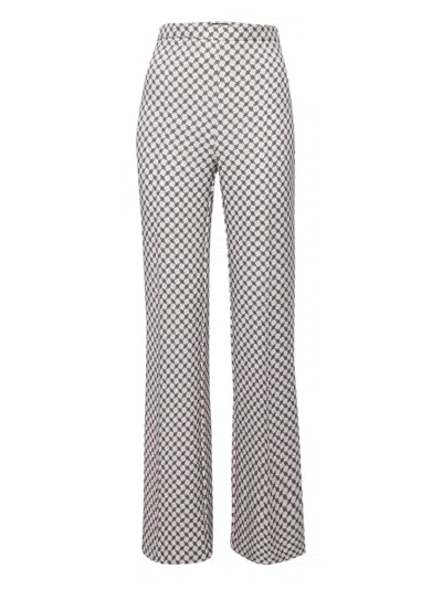 Pre-owned Elisabetta Franchi Logo-print Embellished-pocket Trousers In Neutral