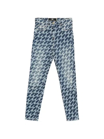 Elisabetta Franchi Logo-print Jeans In Blue