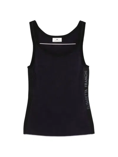 Elisabetta Franchi Logo-print Ribbed-knit Tank Top In Black