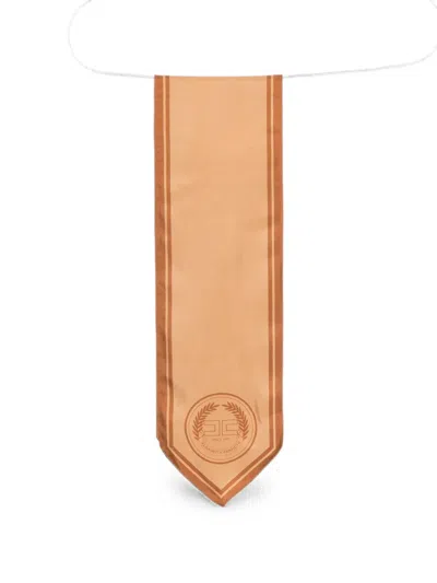 Elisabetta Franchi Logo-print Silk Scarf In Metallic