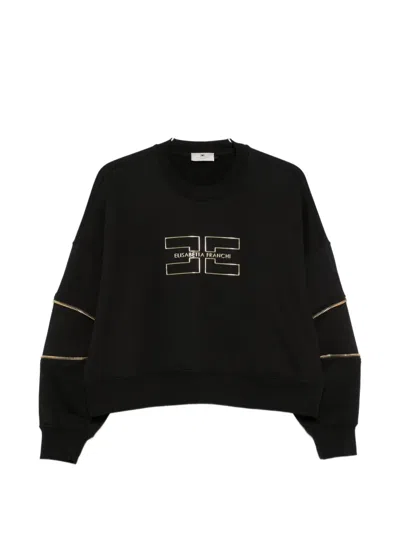 Elisabetta Franchi Logo-print Zip-detail Sweatshirt In Black
