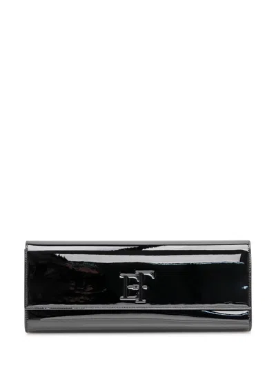 Elisabetta Franchi Logo-trim Mini Rectangular Clutch In Nero