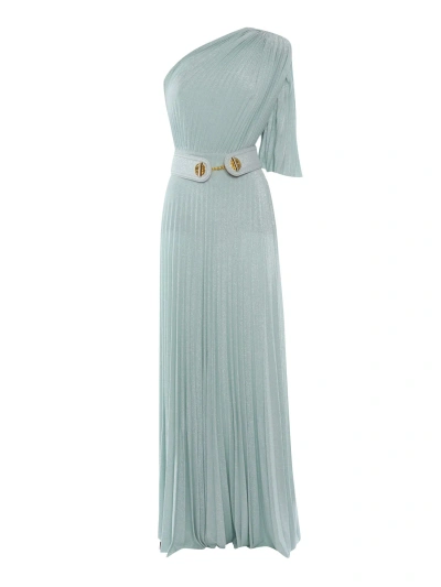 Elisabetta Franchi Long Aqua Green Dress In Light Blue