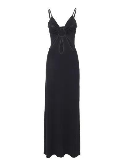 Elisabetta Franchi Long Black Knitted Dress