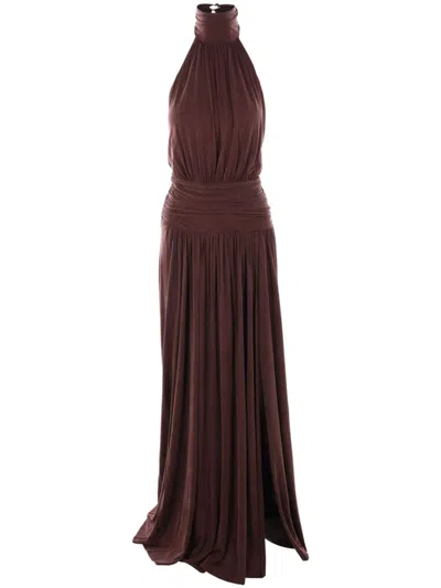 Elisabetta Franchi Long Chocolate Dress In Brown