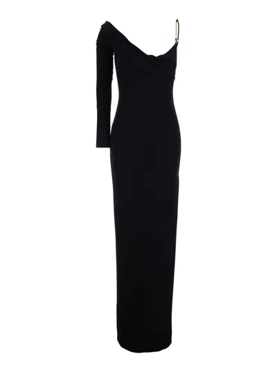 Elisabetta Franchi Long Crepe Slip Dress For Women In Black