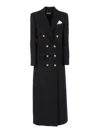 Elisabetta Franchi Long Double-breasted Coat With Gold Buttons In Black
