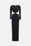 Elisabetta Franchi Crewneck Cut-out Maxi Dress With Gold Detail In Black