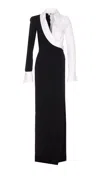 Elisabetta Franchi Red Carpet Dress In Lightweight Crepe Fabric In Black