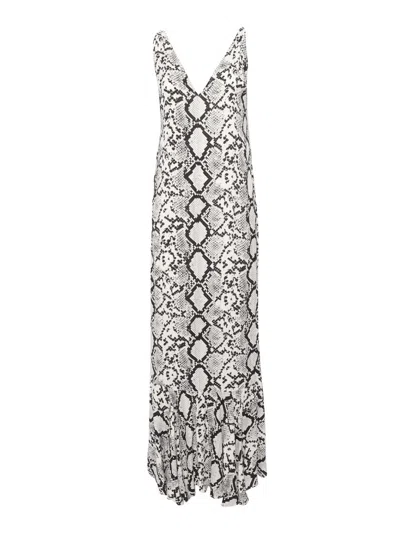 Elisabetta Franchi Long Python Pattern Dress In Black