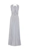Elisabetta Franchi Red Carpet Lurex Jersey Dress With Belt In Blue