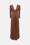Elisabetta Franchi Red Carpet Dress In Lurex Jersey With Necklace Clothing In Brown