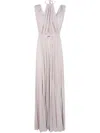 Elisabetta Franchi Belted Lurex Maxi Dress In Neutral